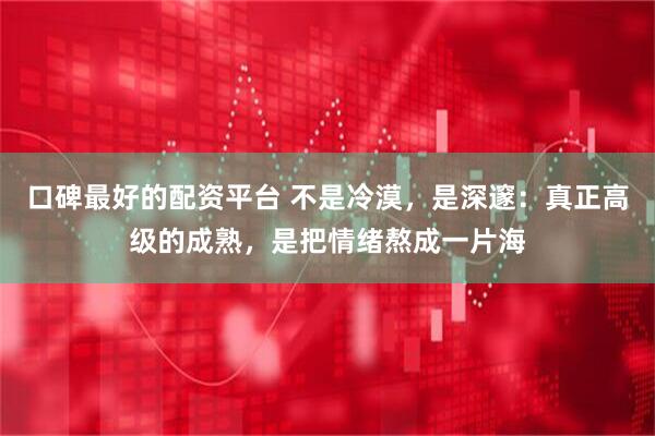 口碑最好的配资平台 不是冷漠,是深邃:真正高级的成熟,是把情绪熬成一片海